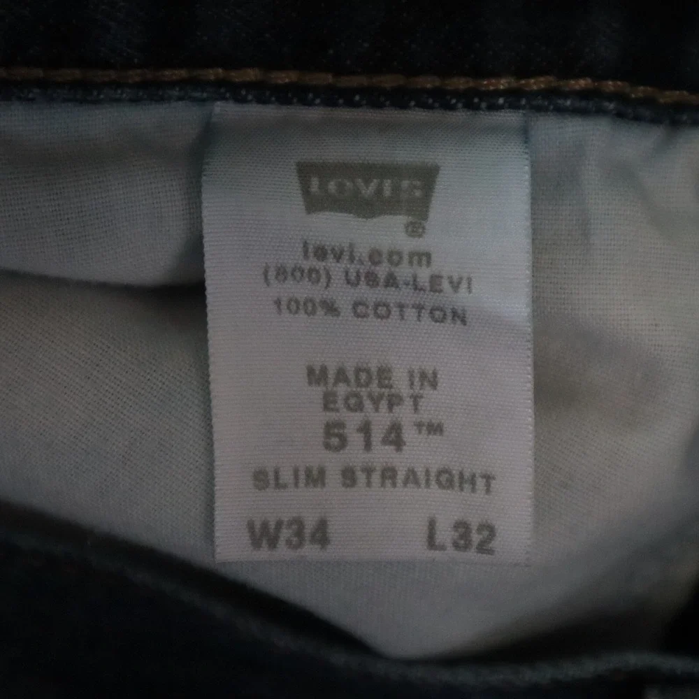 Levi's 514 Jeans Mens 34x32 Slim‎ Straight Fit 5-Pocket Cotton Denim Blue